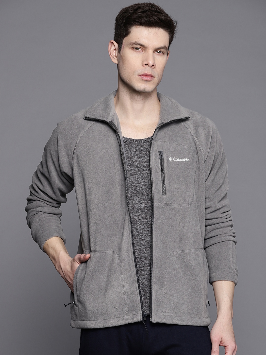 

Columbia Men Grey Washed Fast Trek II Full Zip Fleece Tailored Jacket