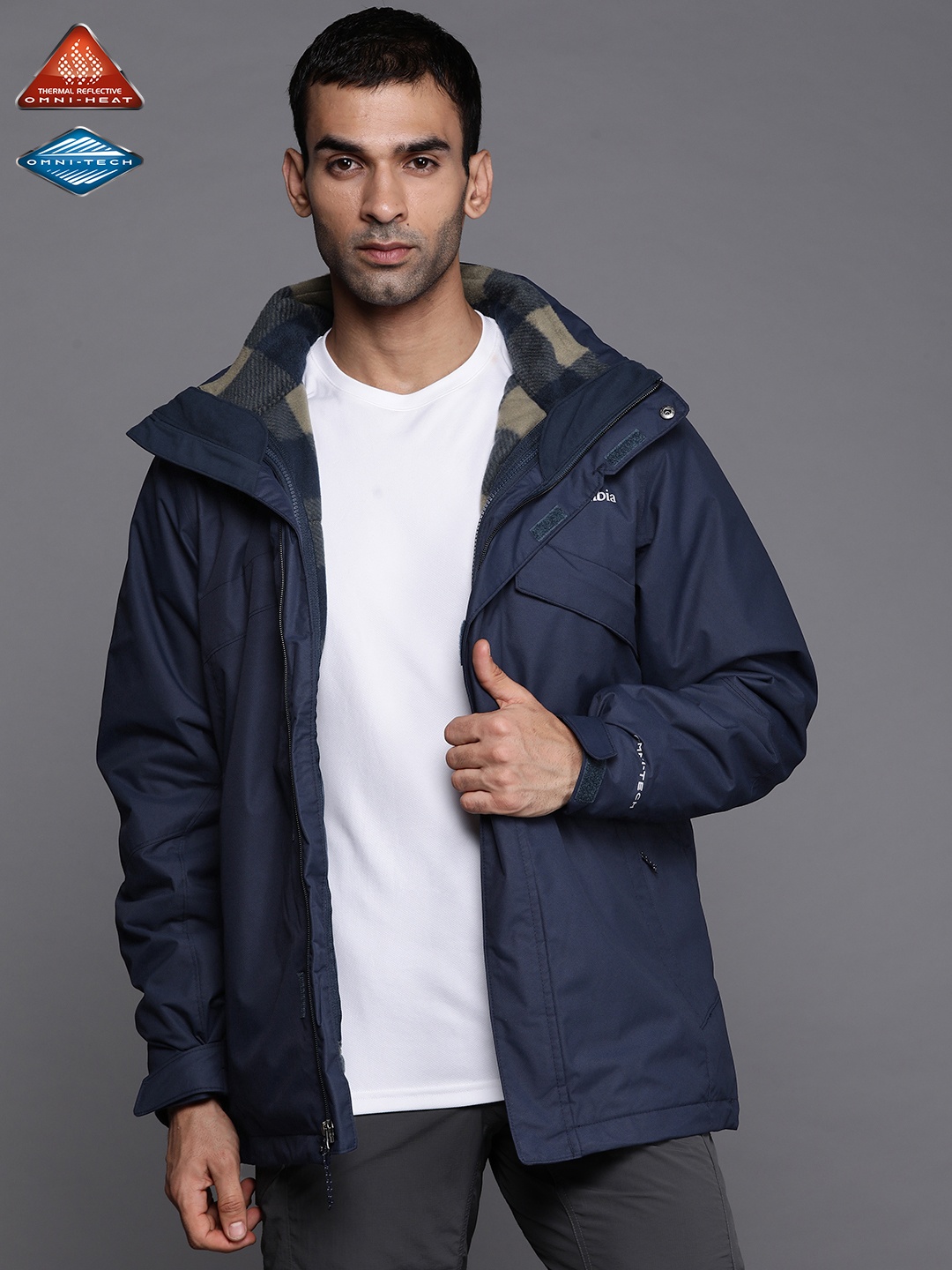 

Columbia Men Blue Black Reversible Bugaboo II Fleece Outdoor Tailored Jacket