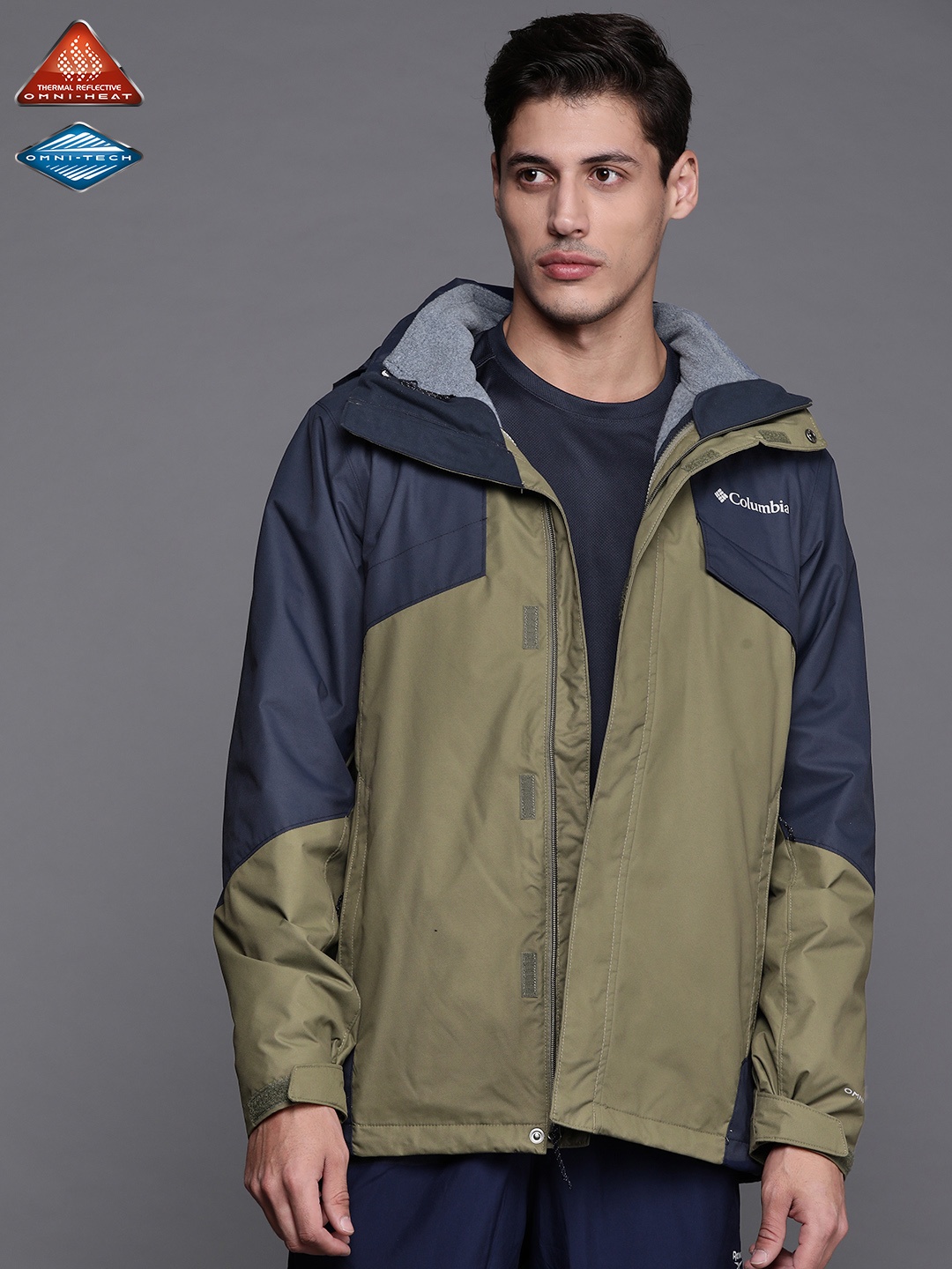 

Columbia Men Green & Grey Water Reversible Bugaboo II Fleece Outdoor Tailored Hiking Jacket