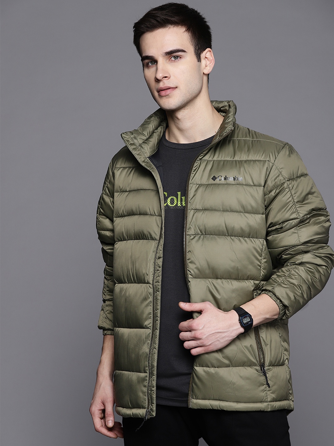 

Columbia Green Water Resistant Buck Butte Insulated Omni HeatInfinity Hiking Padded Jacket