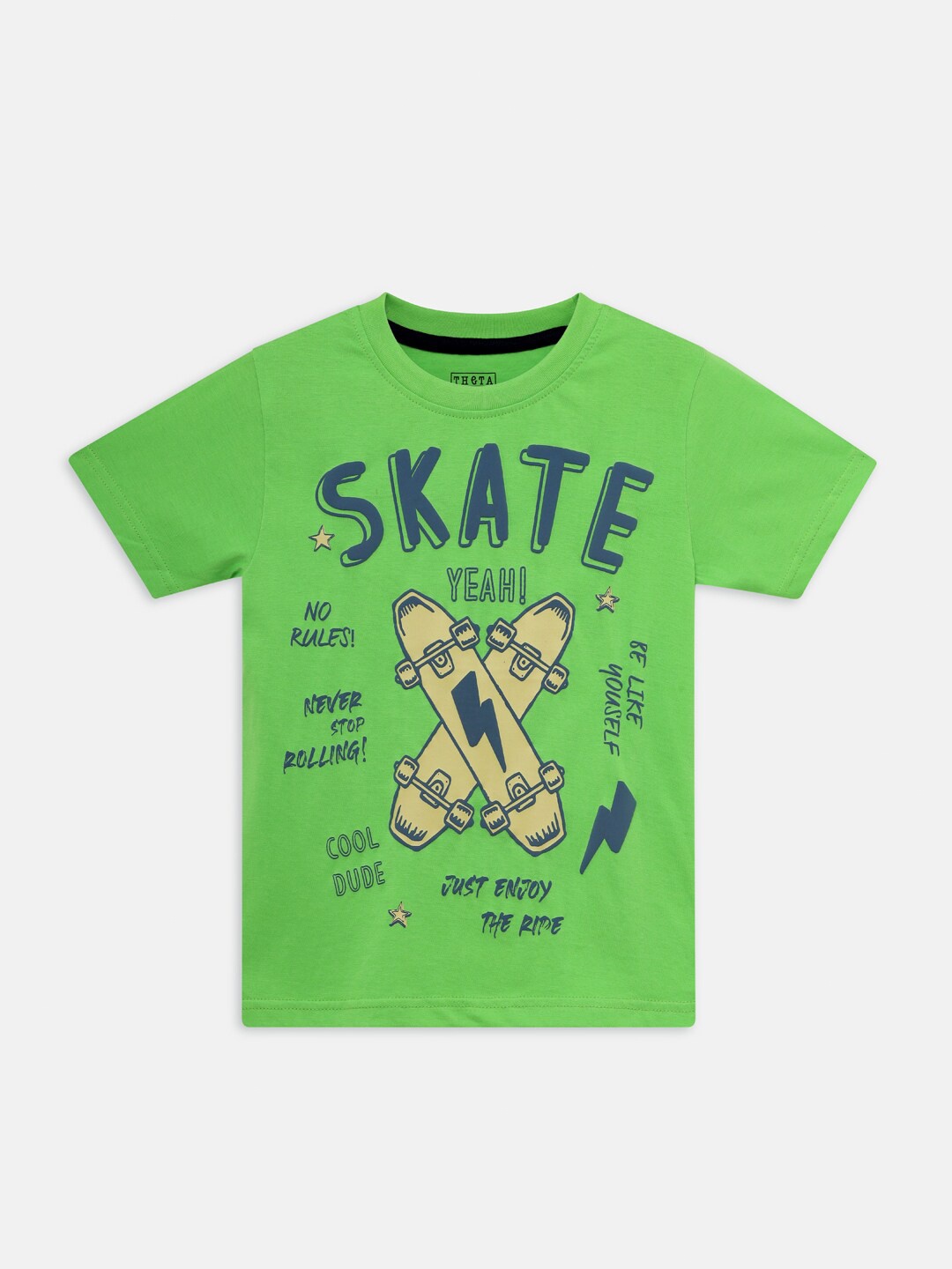 

THETA Boys Green Typography Printed T-shirt