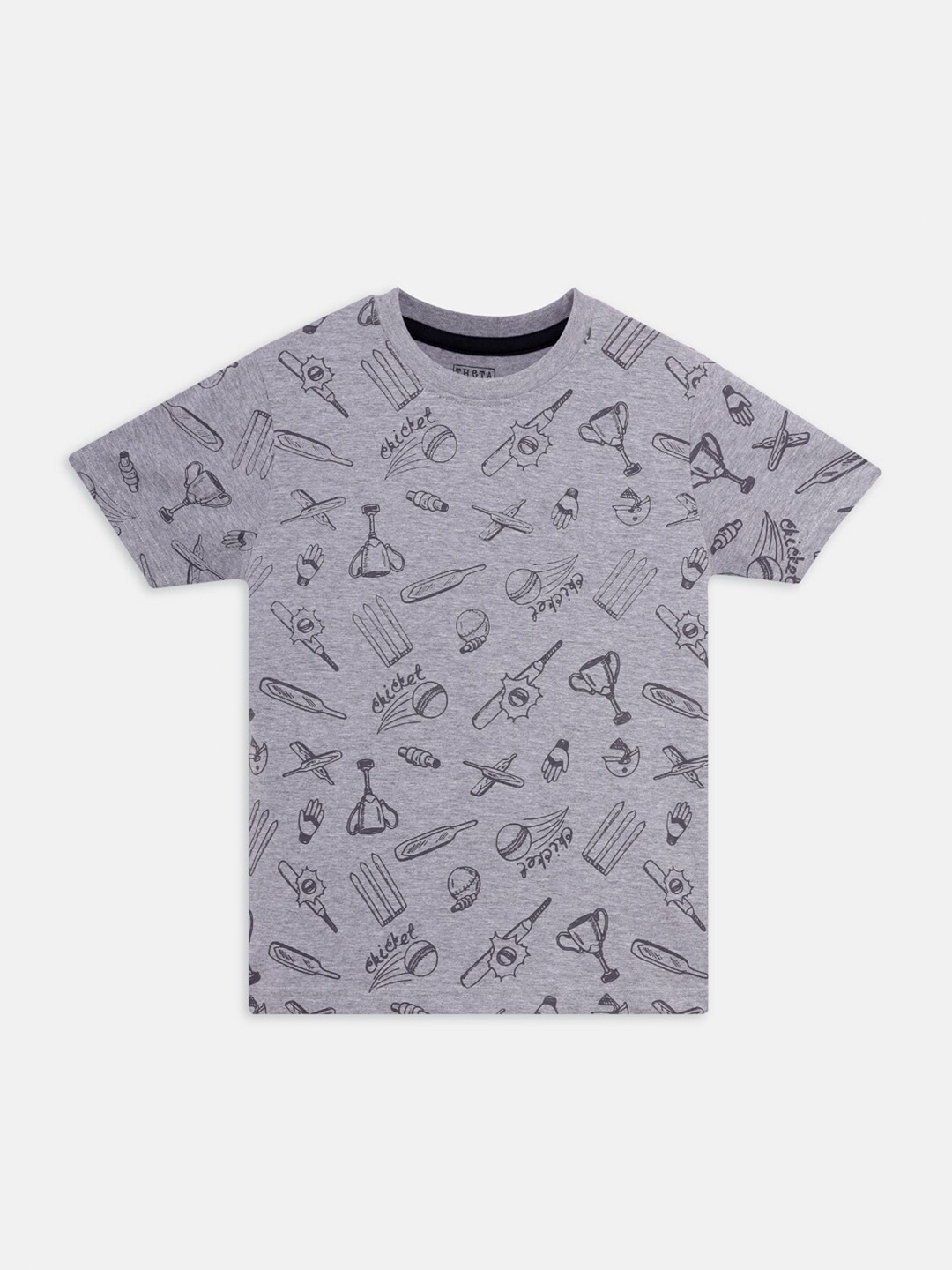 

THETA Boys Grey Printed V-Neck Pockets T-shirt