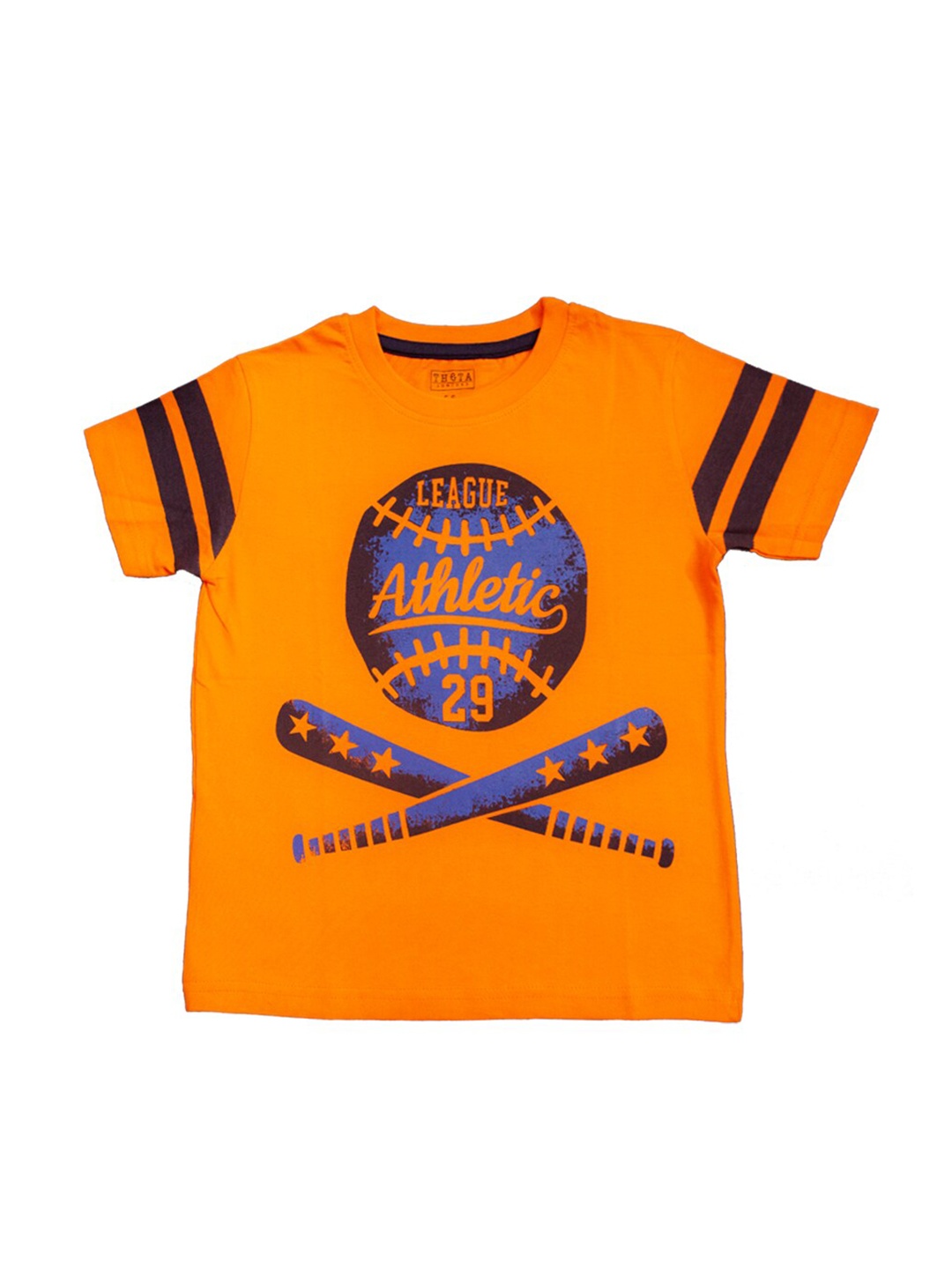 

THETA Boys Orange Typography Printed Applique T-shirt