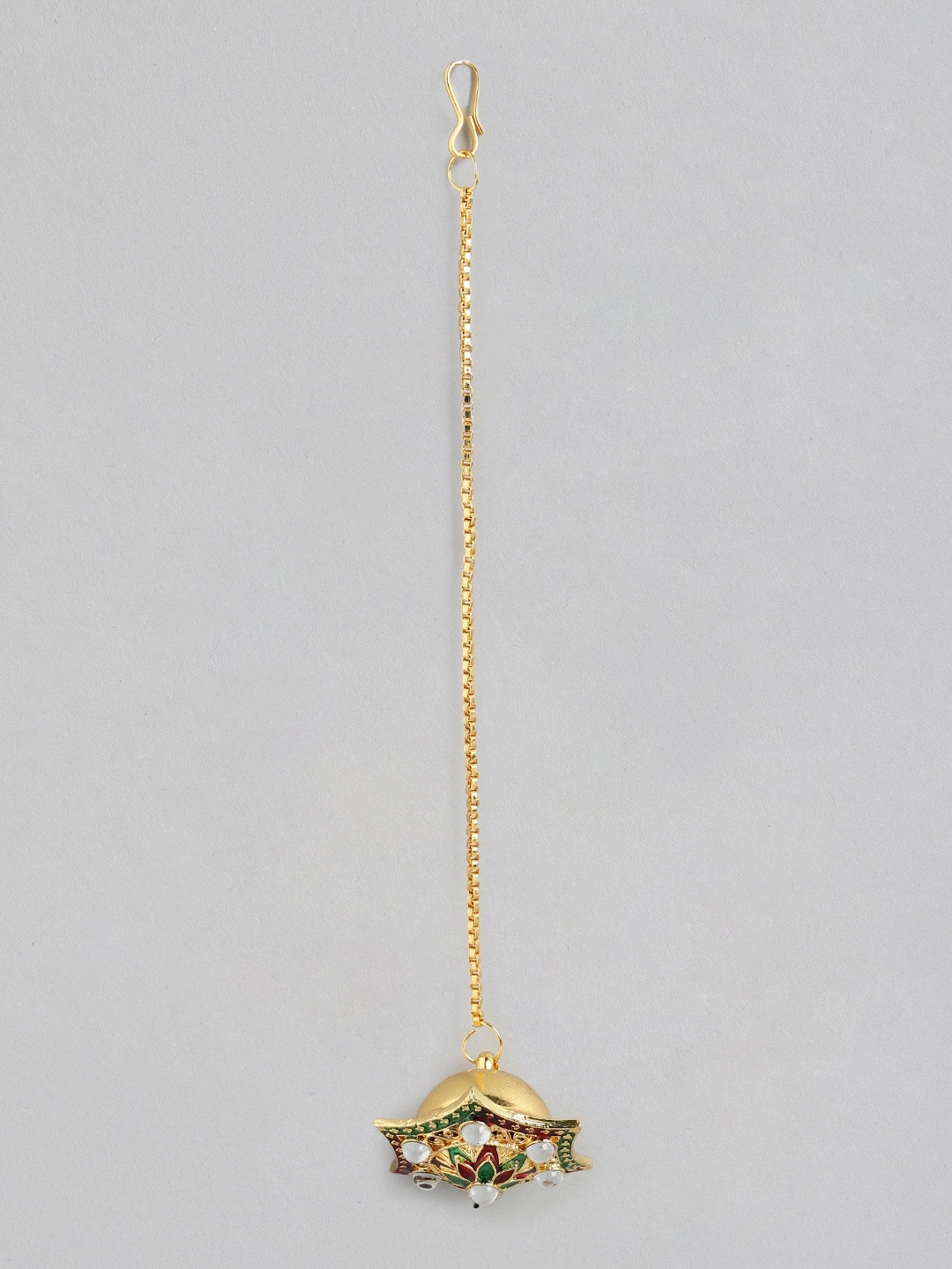 

Anouk Green & Gold-Toned Stone-Studded Borla Maang Tikka