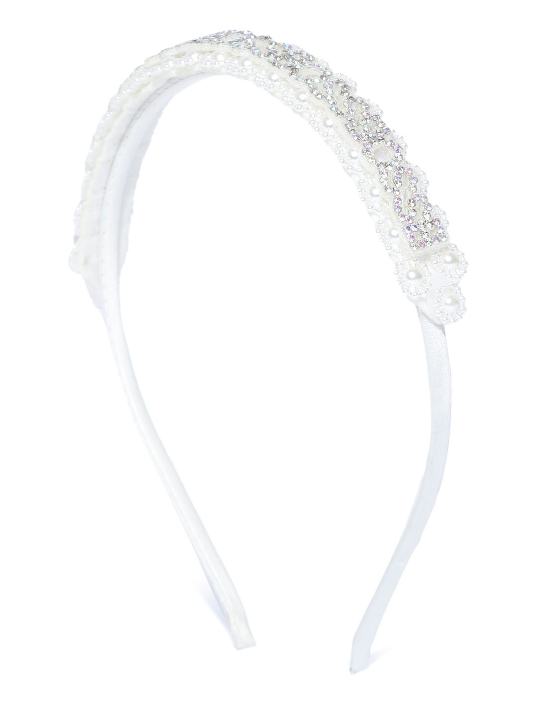 

Anouk Women White Stone Studded & Beaded Hairband