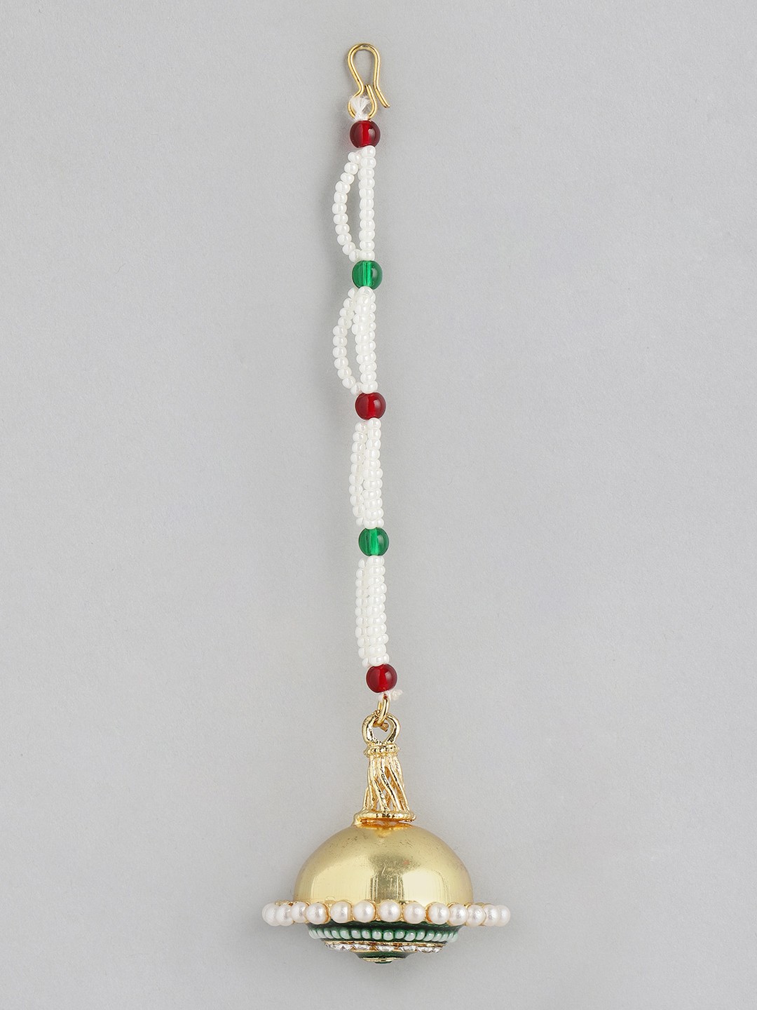 

Anouk Green & Gold-Toned Stone-Studded & Beaded Borla Maang Tikka