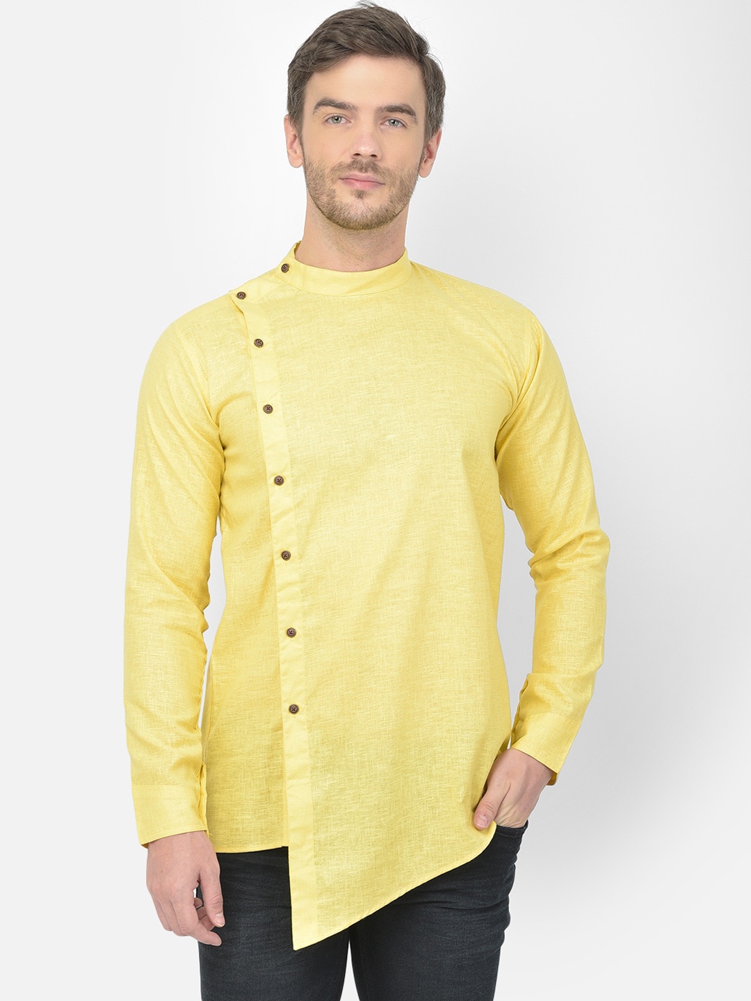 

SG LEMAN Men Yellow Thread Work Kurta