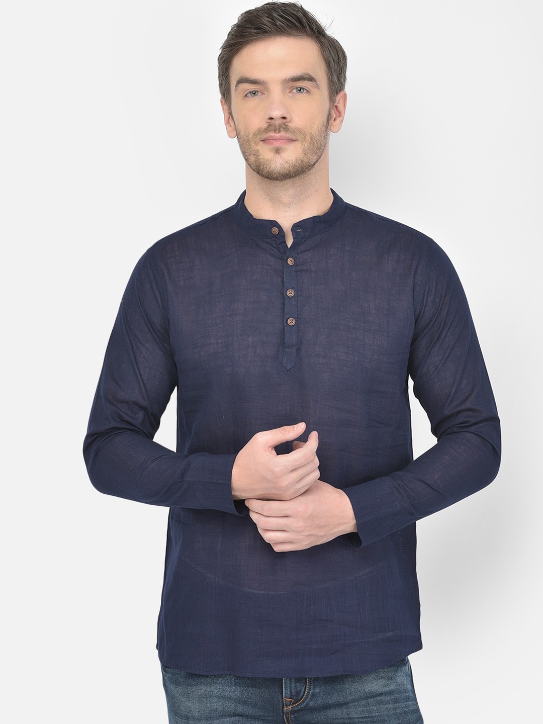 

SG LEMAN Men Navy Blue Kurta
