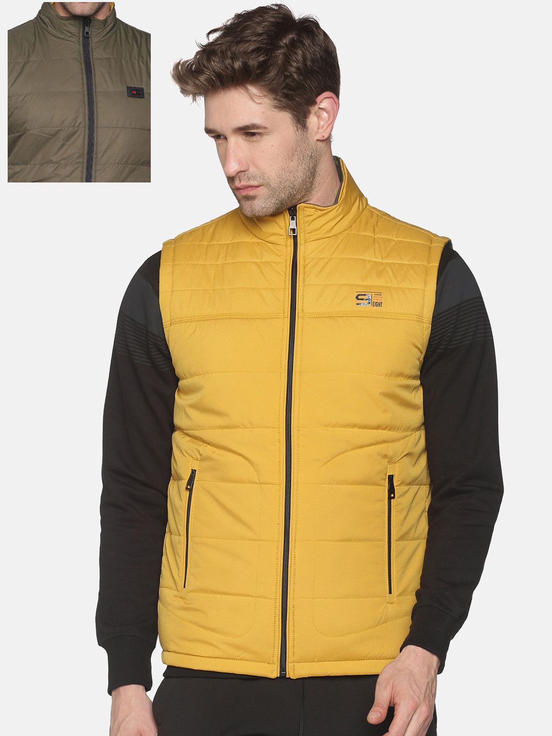 

SHOWOFF Men Yellow & Brown Reversible Puffer Jacket