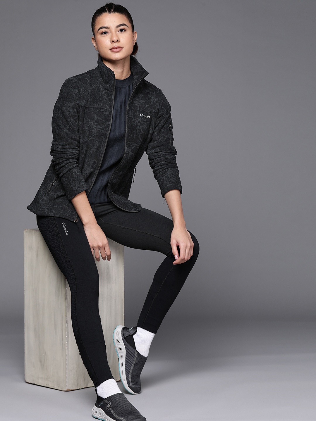 

Columbia Women Black Floral Fast Trek Printed Tailored Jacket