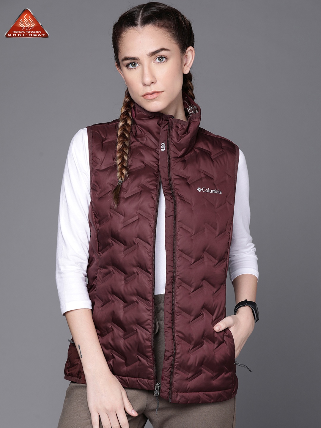 

Columbia Women Red Reflective Strip Outdoor Delta Ridge Down Quilted Hiking Jacket