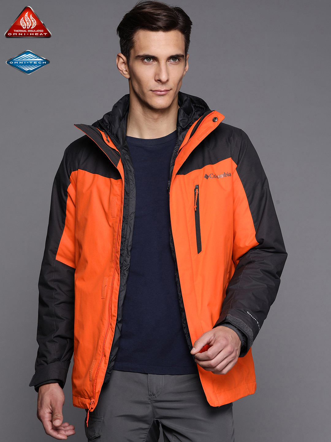 

Columbia Men Orange & Black Colourblocked Whirlibird IV Interchange Hiking Puffer Jacket