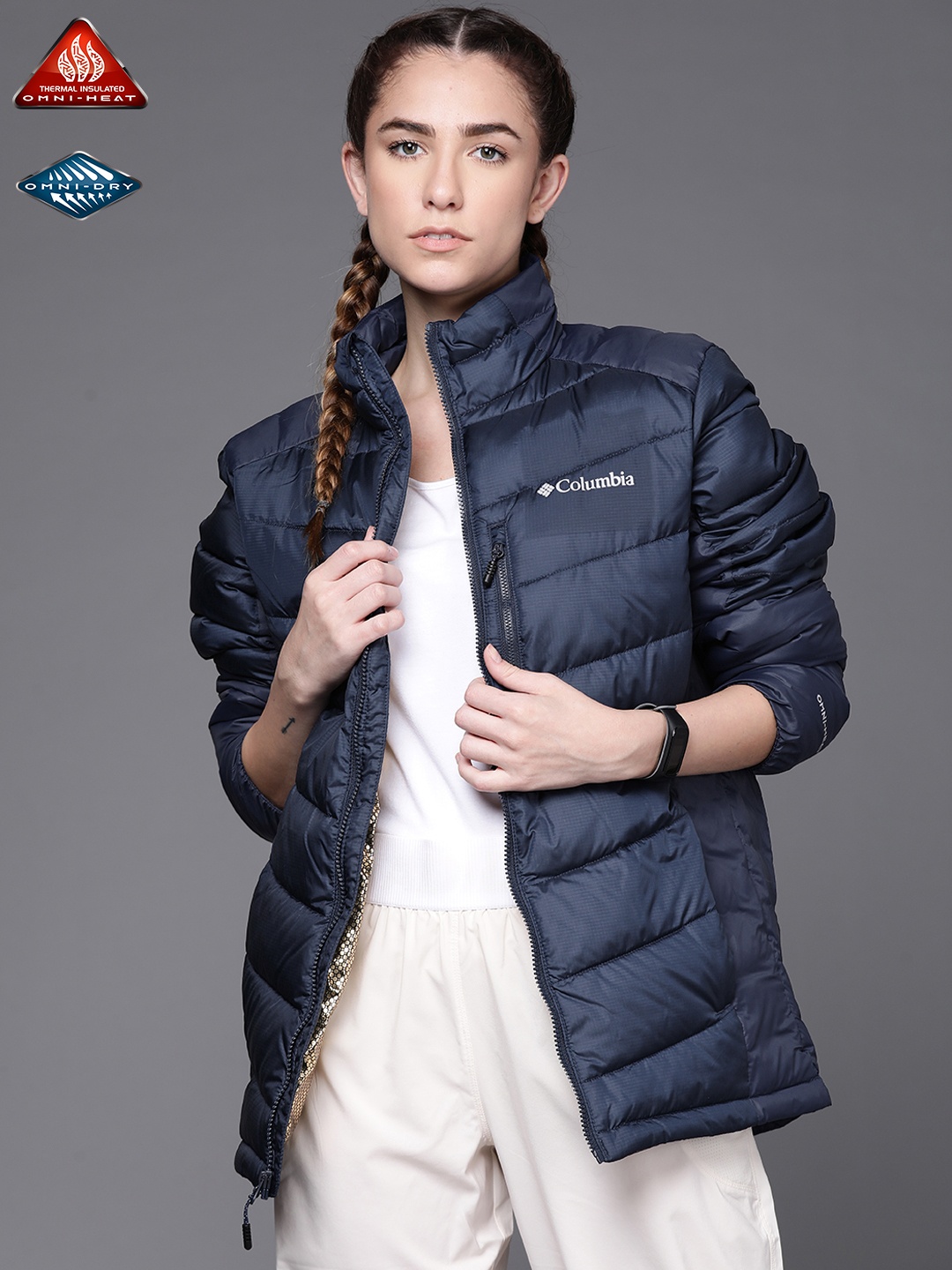 

Columbia Women Navy Blue Labyrinth Loop Insulator Hiking Puffer Jacket