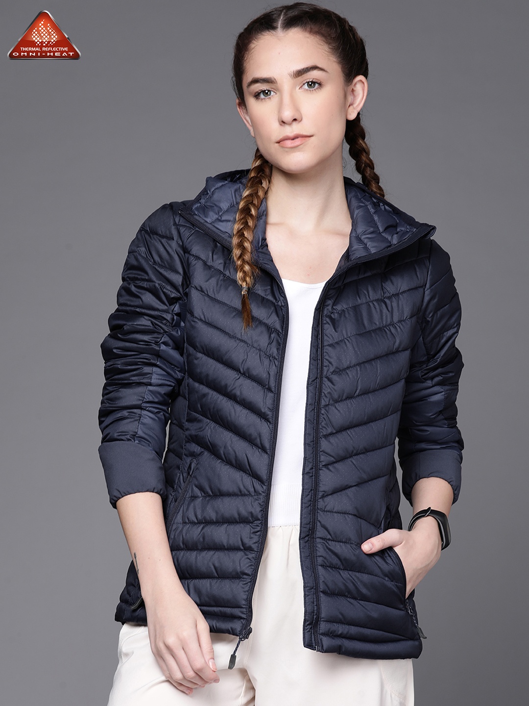 

Columbia Women Blue Insulator Windgates Hooded Hiking Puffer Jacket