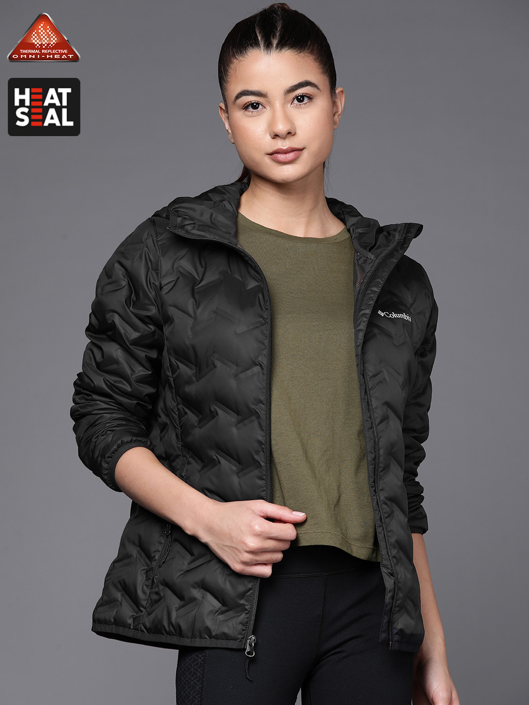 

Columbia Women Black Delta Ridge Down Hooded Insulator Padded Hiking Jacket