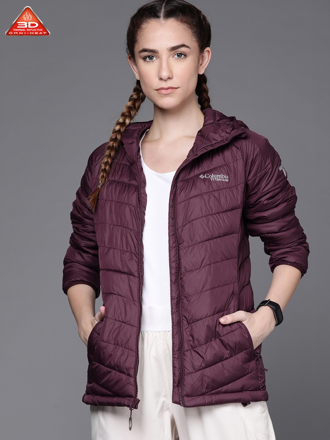 

Columbia Women Burgundy Solid Snow Country Padded Omni-Heat 3D Hooded Insulator Hiking Jacket