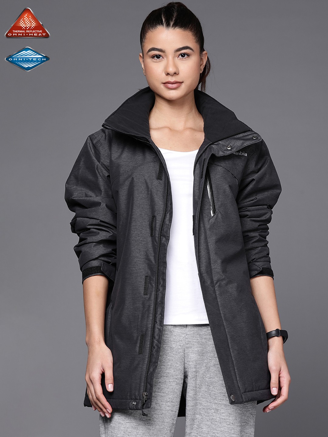 

Columbia Women Black Last Tracks Reflective Stripe Sporty Hiking Jacket