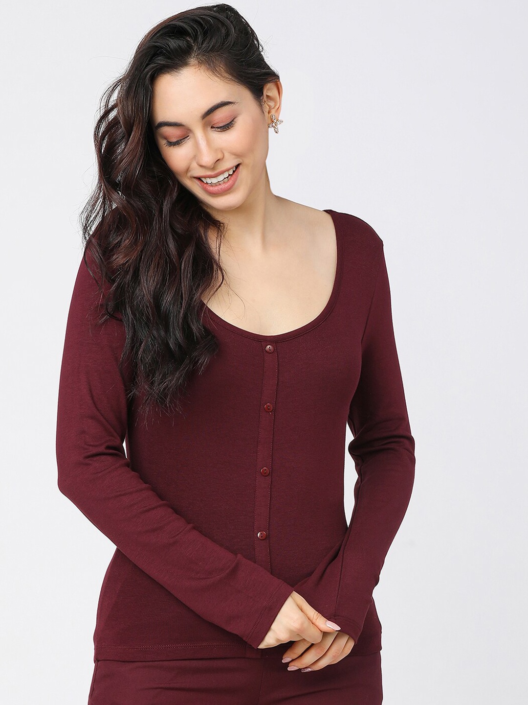 

Tokyo Talkies Burgundy Fitted Top