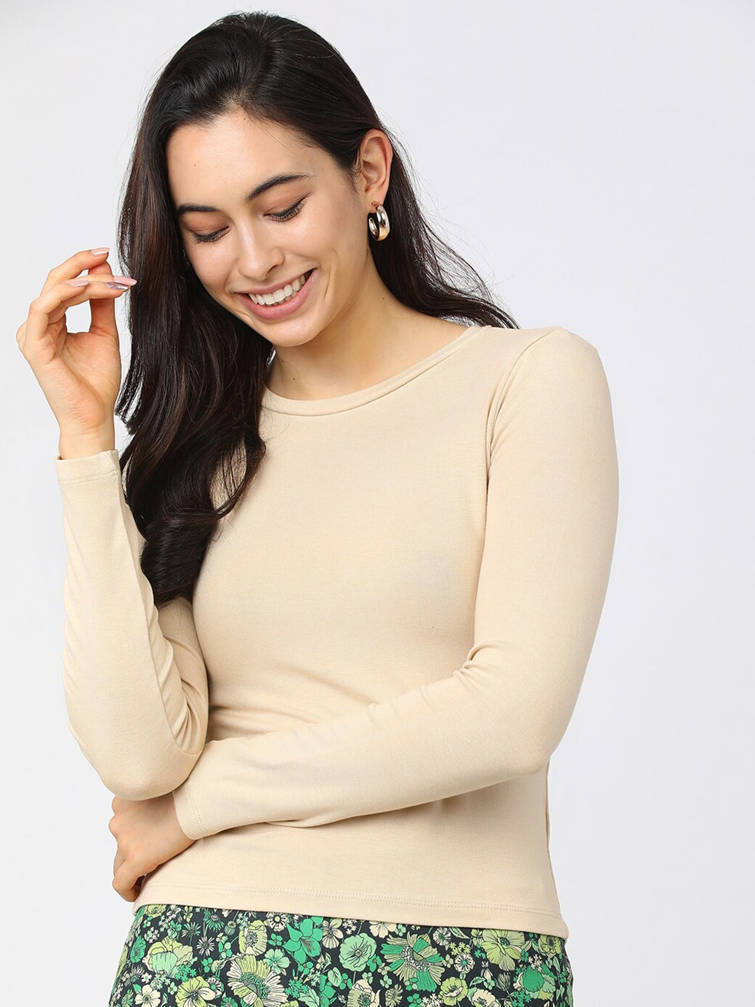 

Tokyo Talkies Beige Fitted Top
