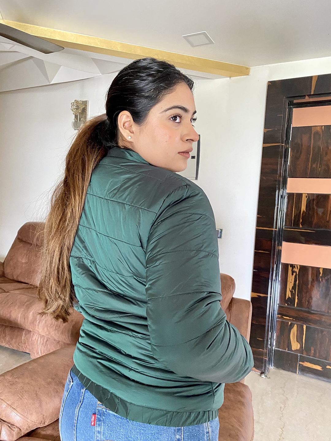 

Tokyo Talkies Women Green Padded Jacket