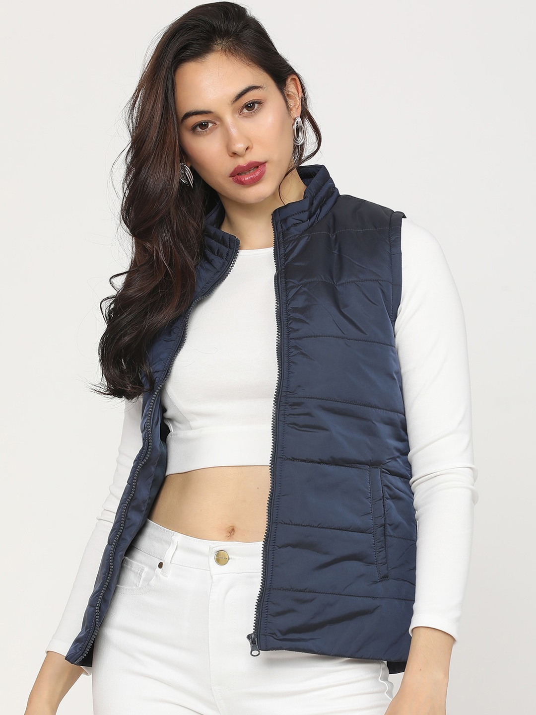 

Tokyo Talkies Women Navy Blue Puffer Jacket