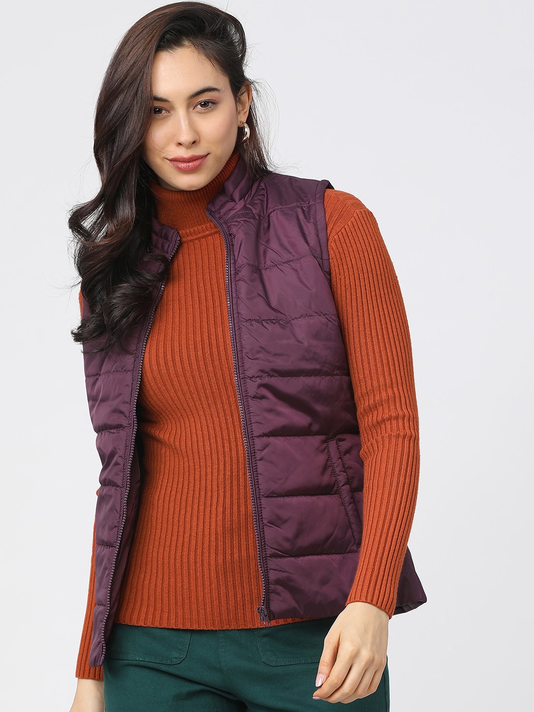 

Tokyo Talkies Women Maroon Padded Jacket