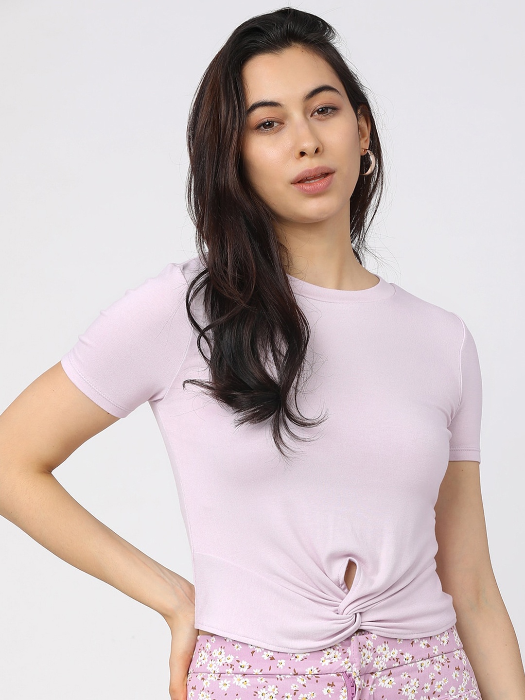 

Tokyo Talkies Purple Twisted Regular Top