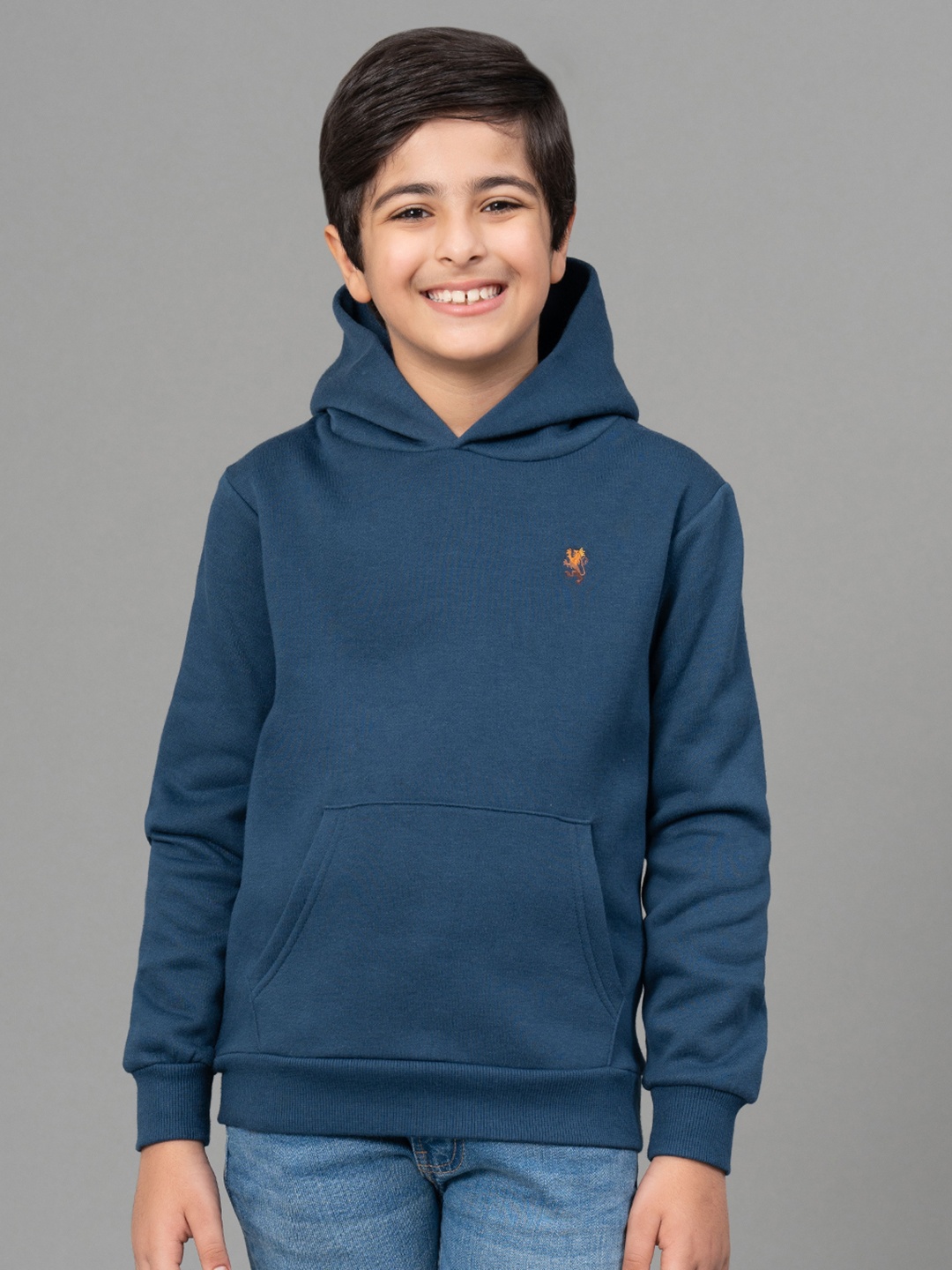 

Red Tape Boys Teal Blue Solid Hooded Sweatshirt