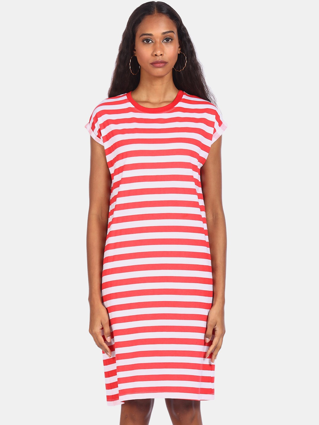 

Flying Machine Red Striped T-shirt Dress