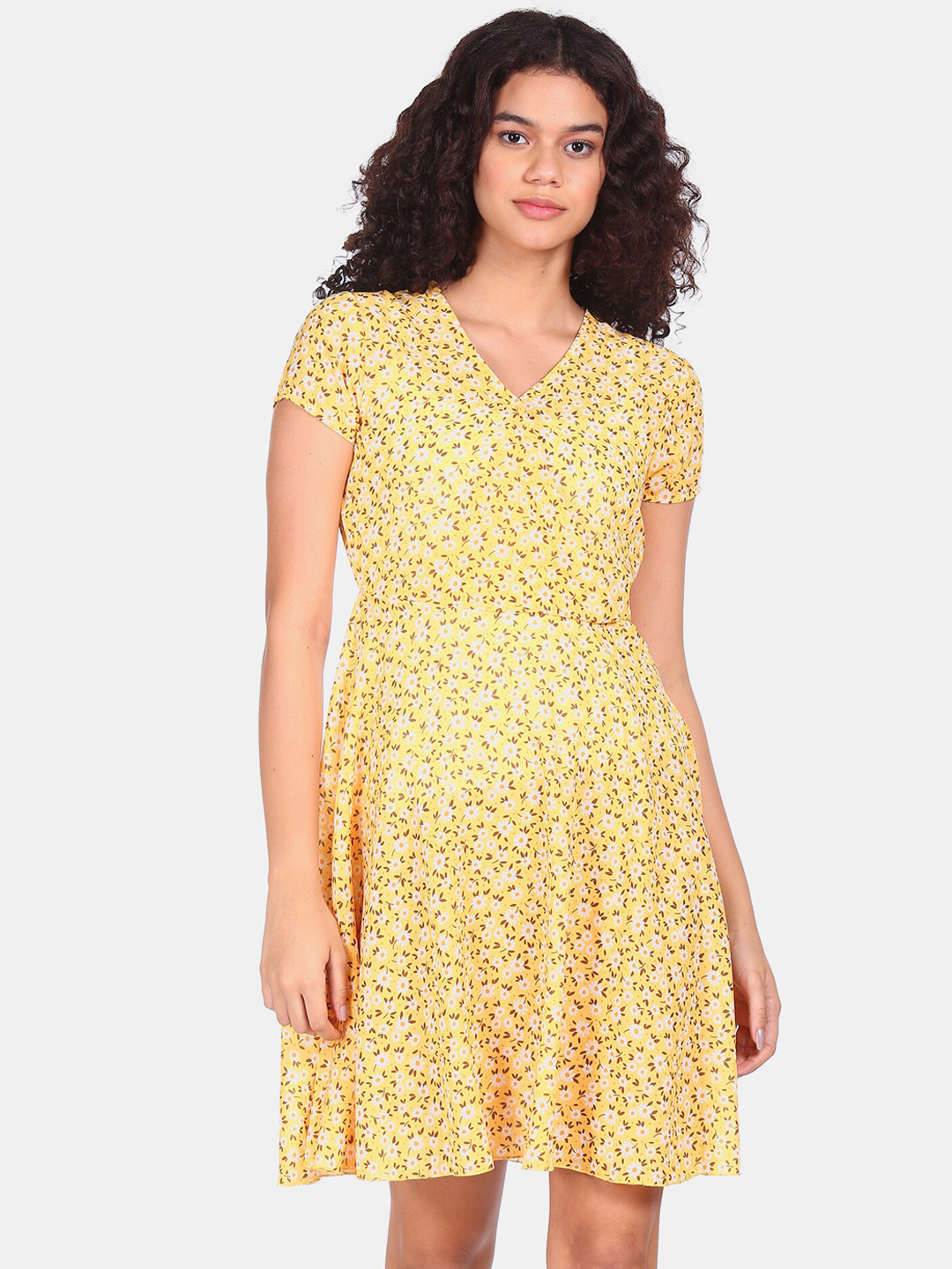 

Flying Machine Yellow Floral Dress