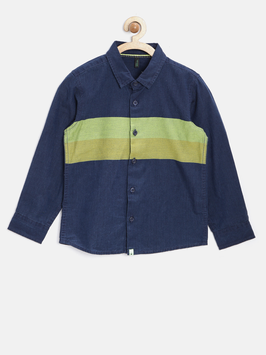 

United Colors of Benetton Boys Navy & Green Colourblocked Casual Shirt, Navy blue