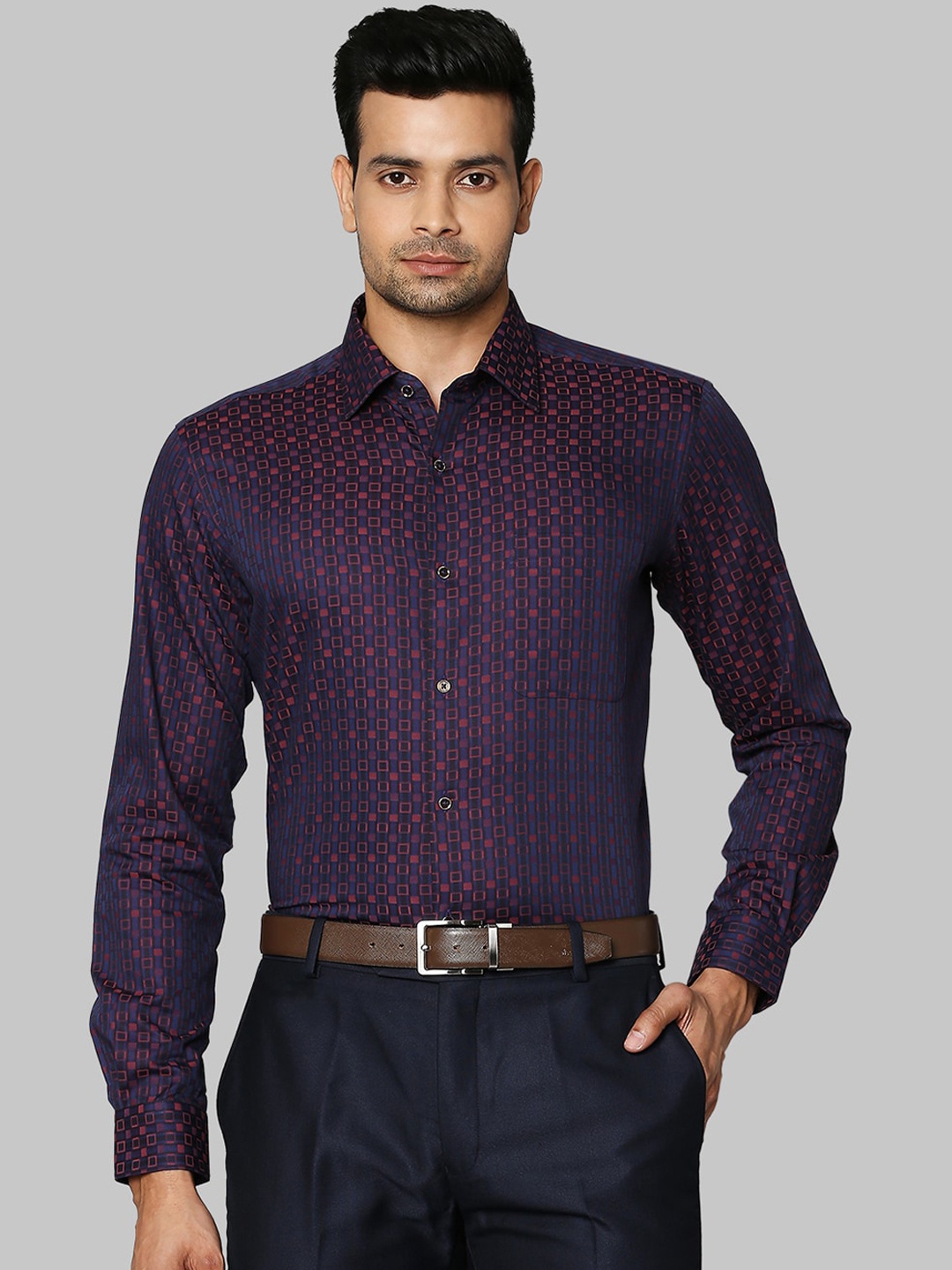 

Raymond Men Purple & Maroon Opaque Printed Formal Shirt