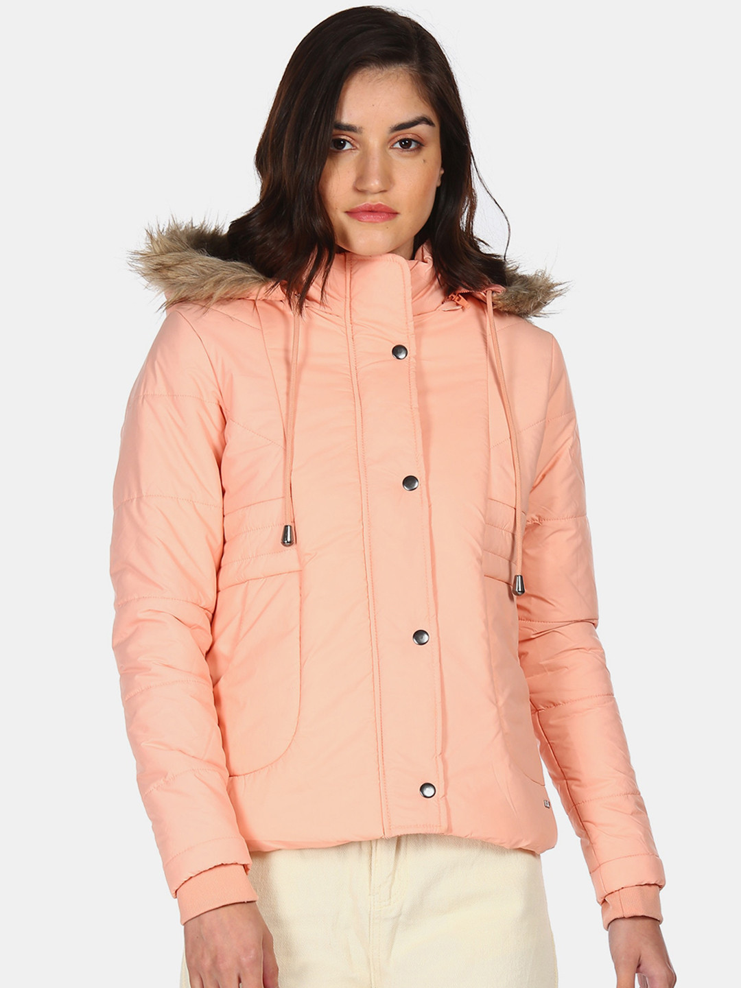 

Flying Machine Women Orange Hooded Parka Jacket