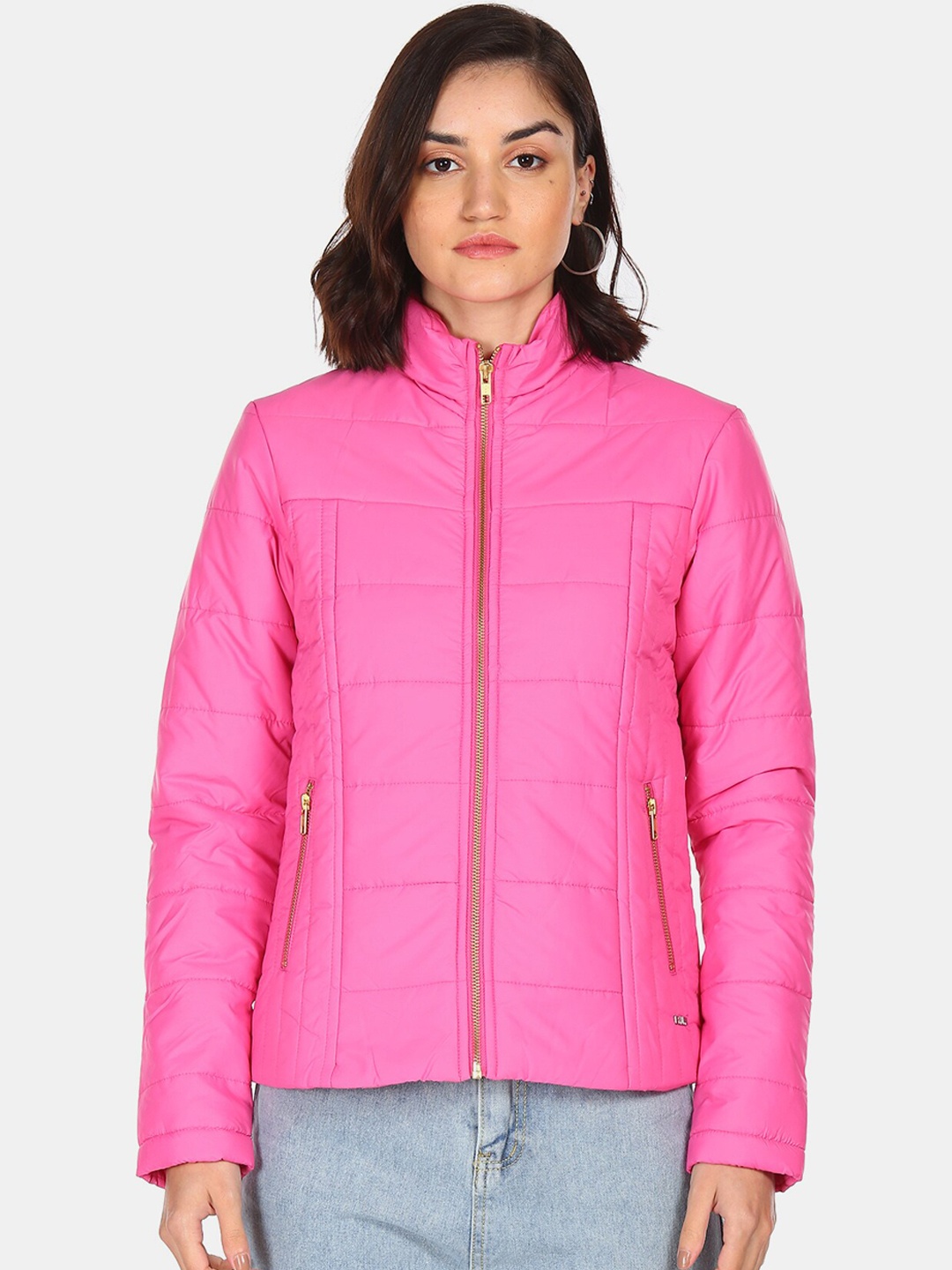 

Flying Machine Women Pink Padded Quilted Jacket