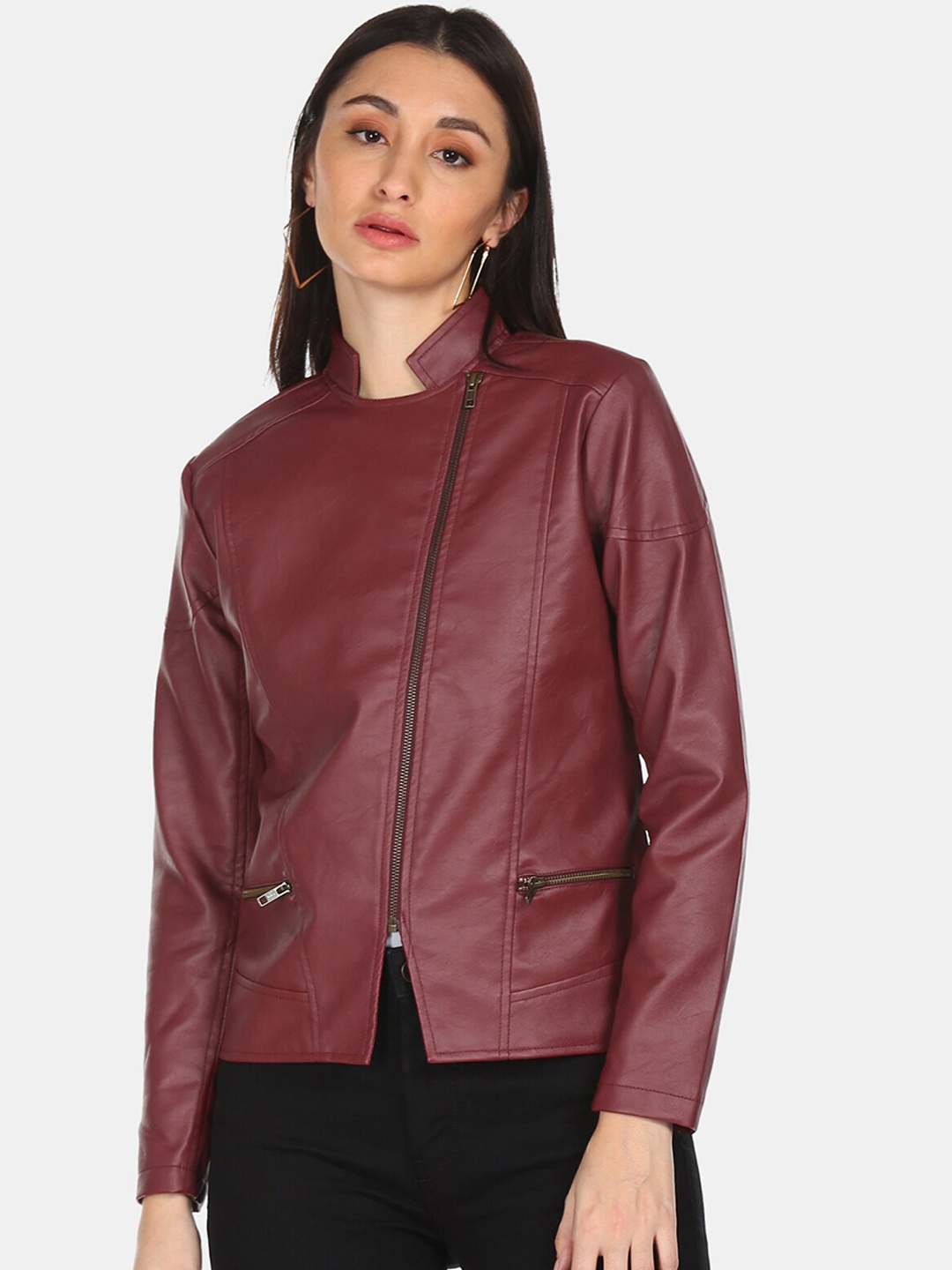 

Flying Machine Women Maroon Solid Tailored Jacket
