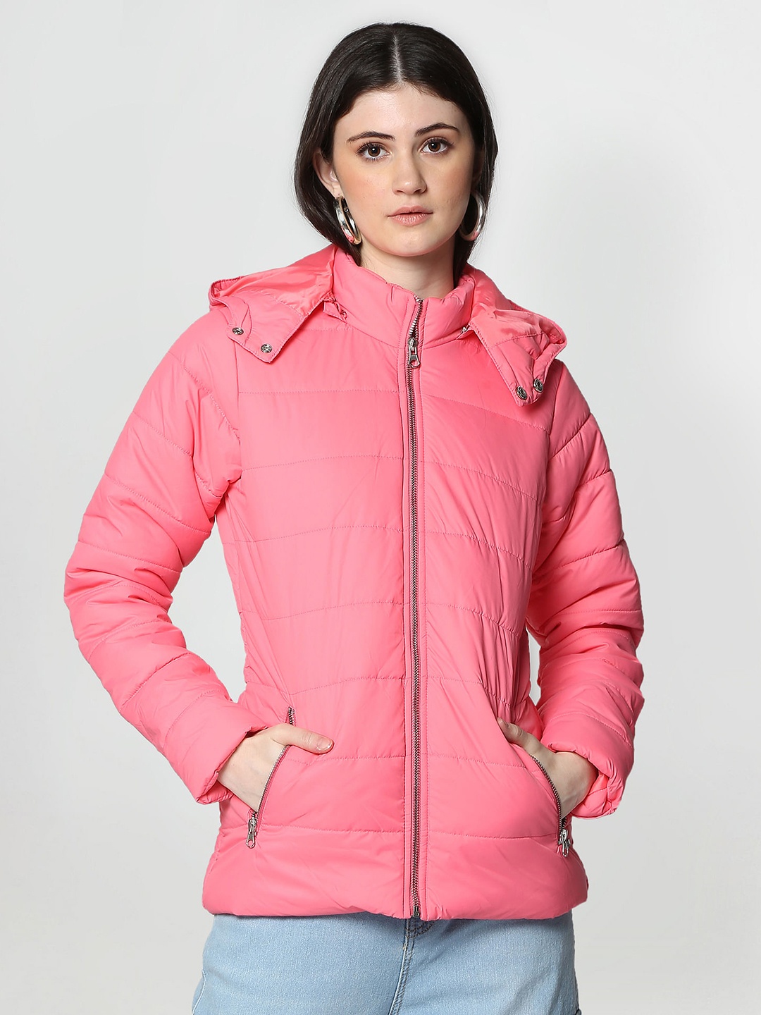 

Flying Machine Women Pink Puffer Jacket