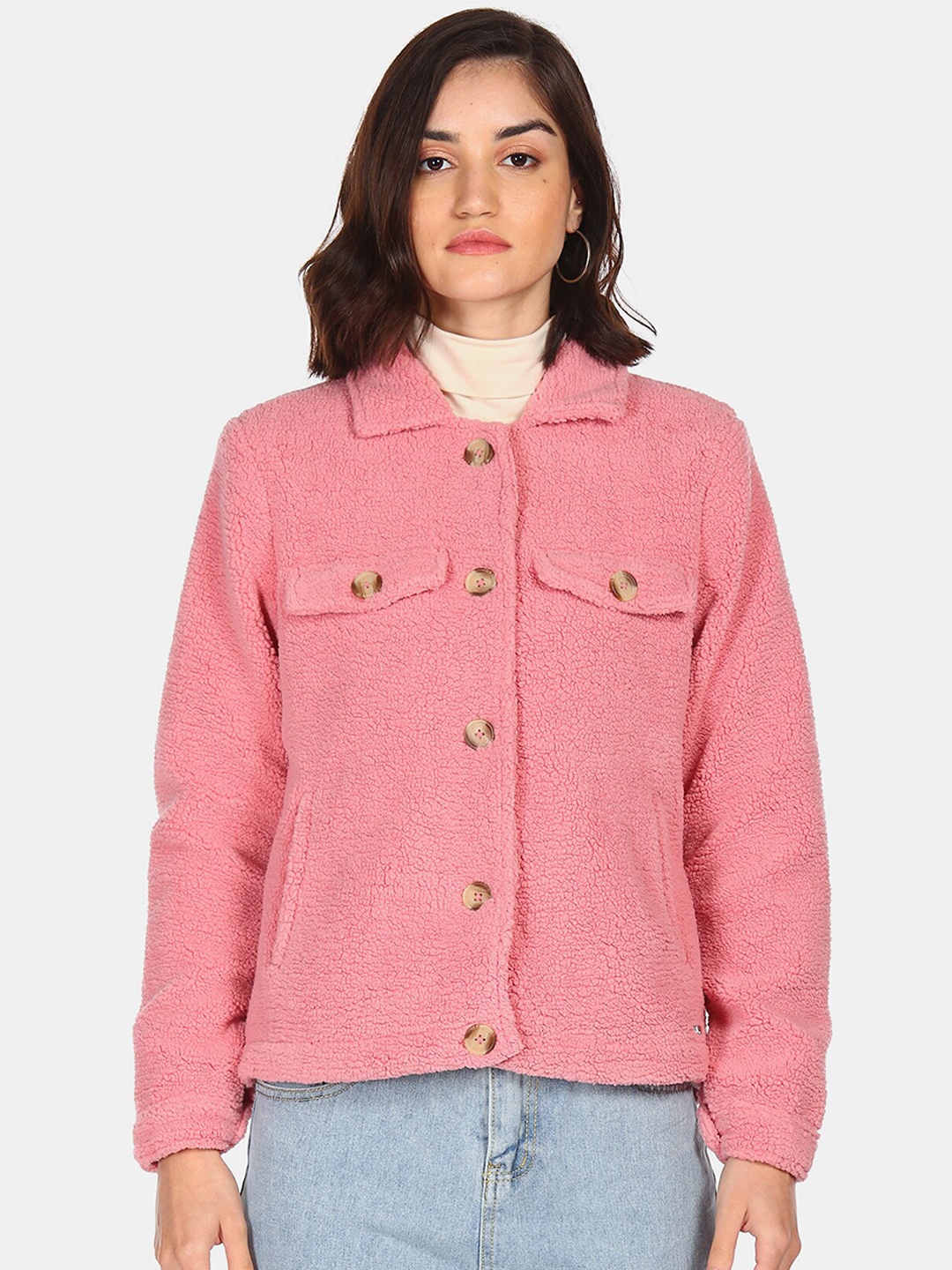 

Flying Machine Women Pink Crop Tailored Jacket
