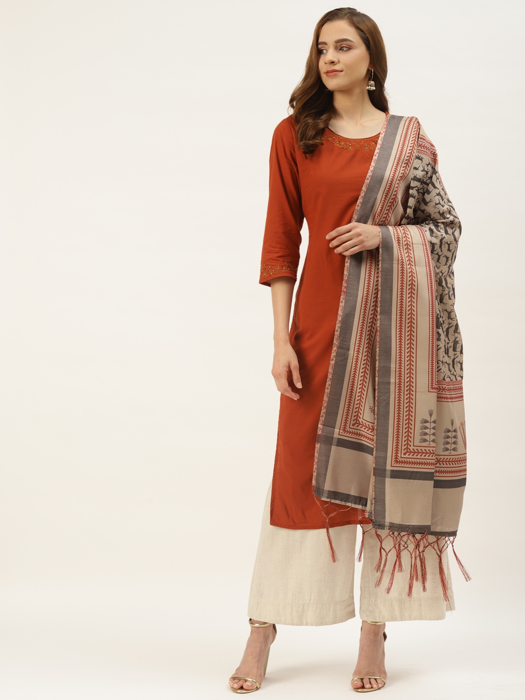 

VAABA Beige Ethnic Motifs Printed Dupatta