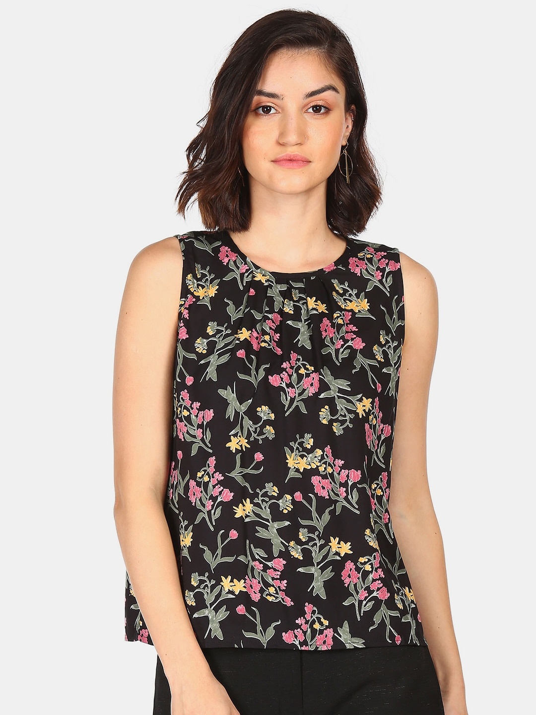 

Flying Machine Black Mandarin Collar Regular Crop Top