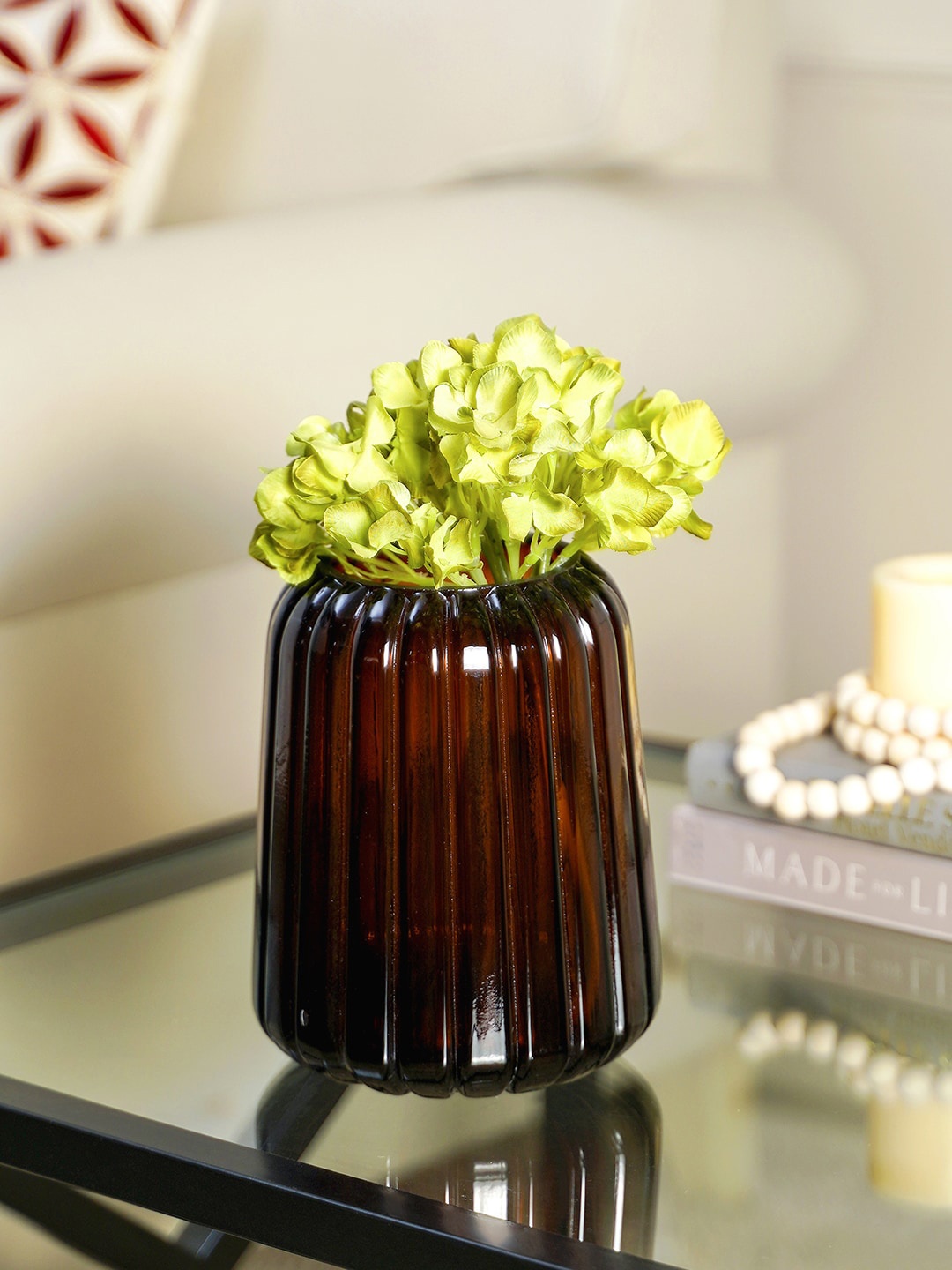 

Pure Home and Living Gold-Toned & Brown Textured Glass Vase