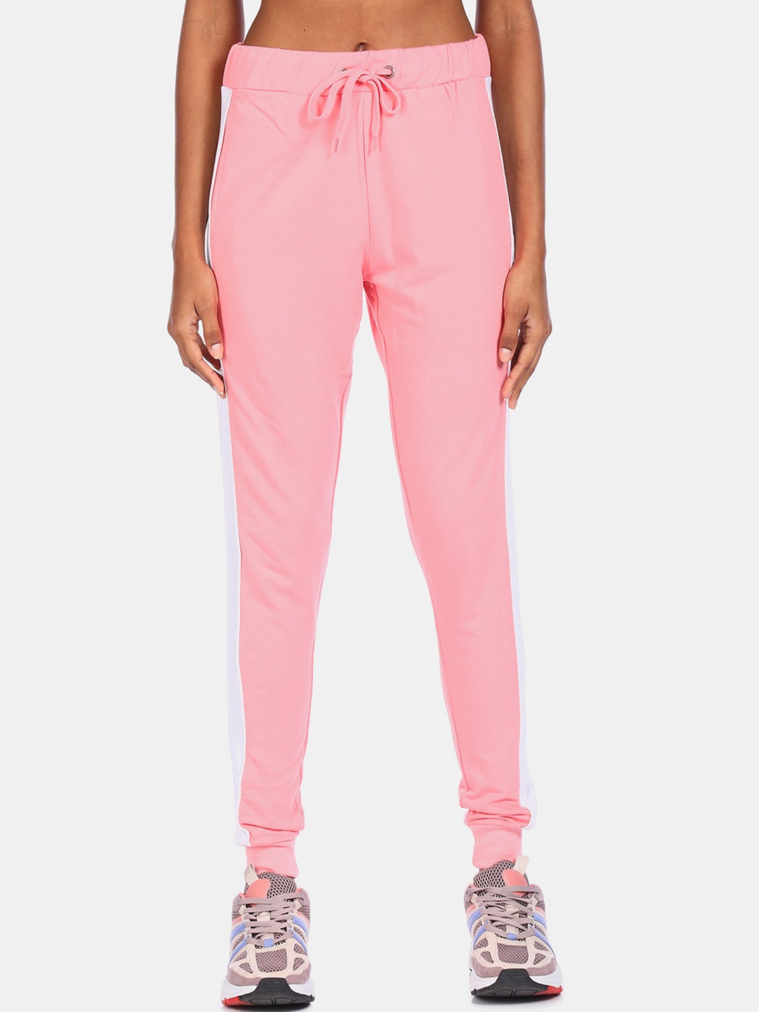 

Flying Machine Women Pink Solid Straight-Fit Joggers