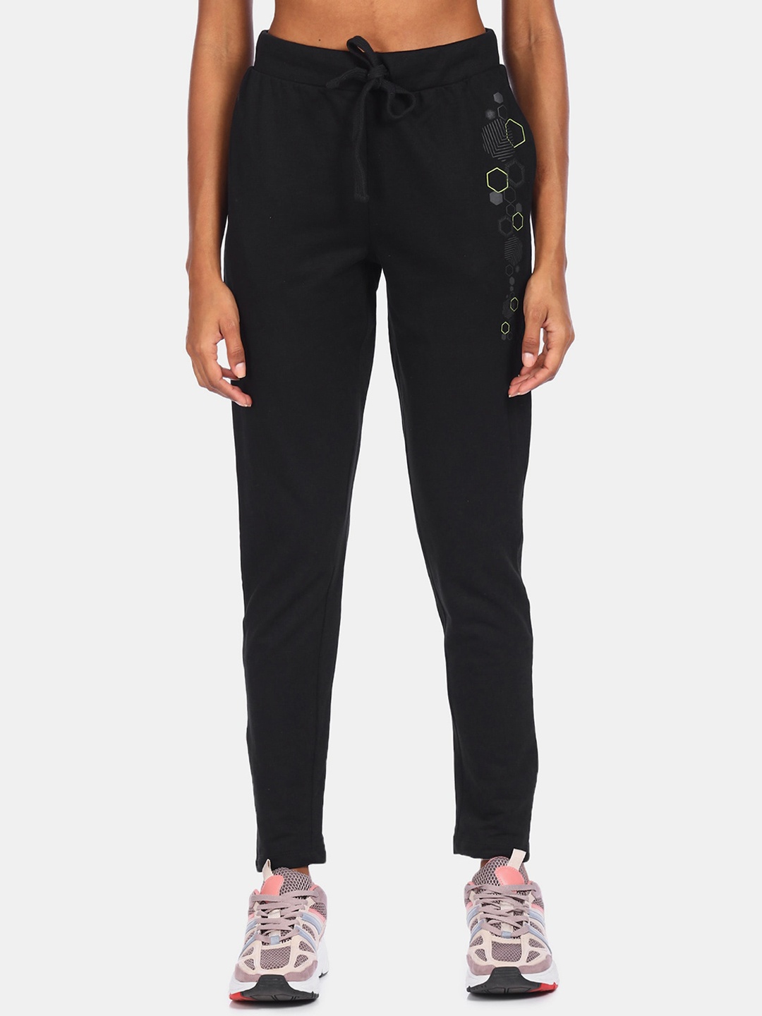 

Flying Machine Women Black Solid Straight-Fit Pure Cotton Track Pants
