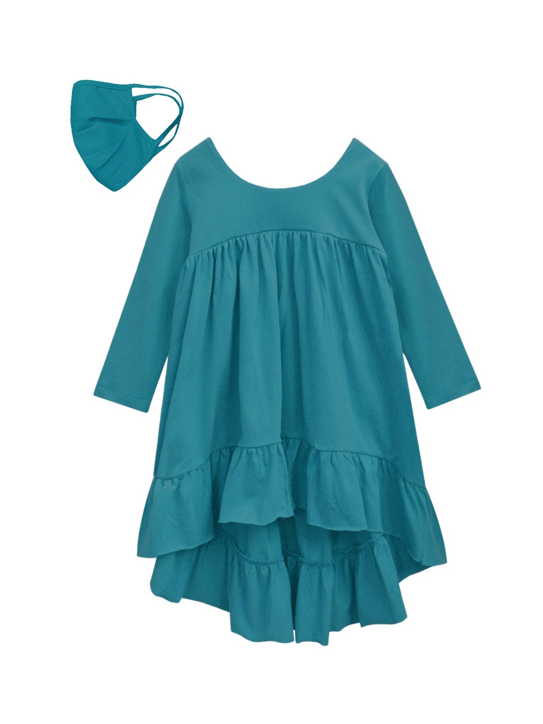

A T U N Girls Teal A-Line High-Low Dress