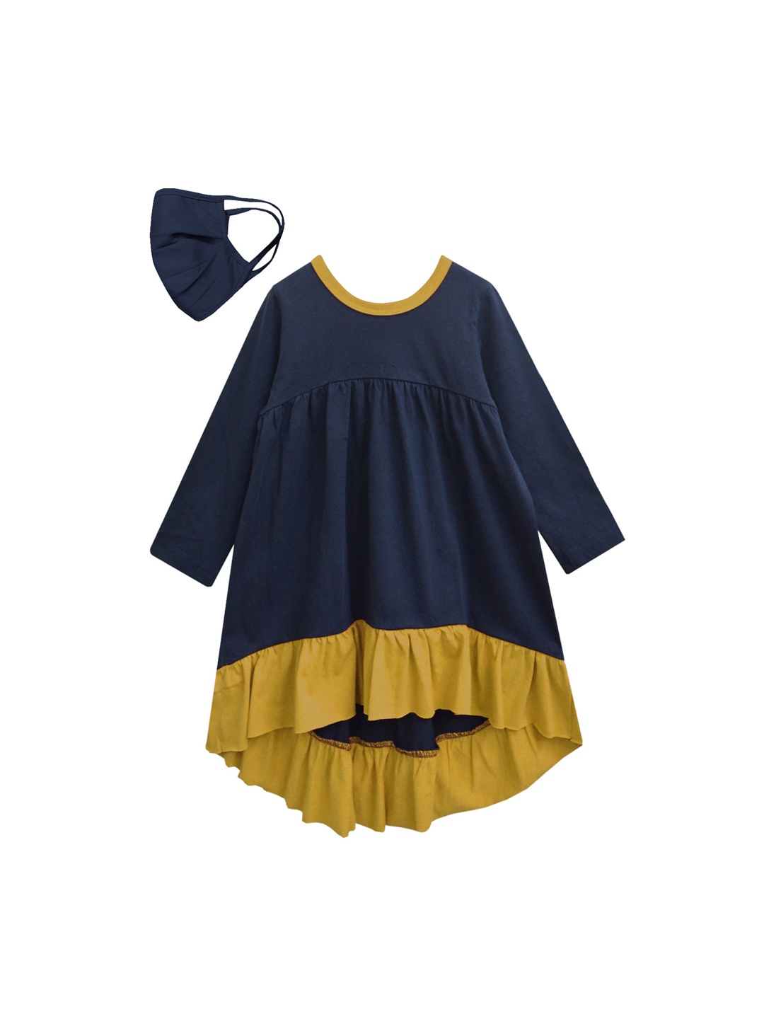 

A T U N Navy Blue Colourblocked Dress