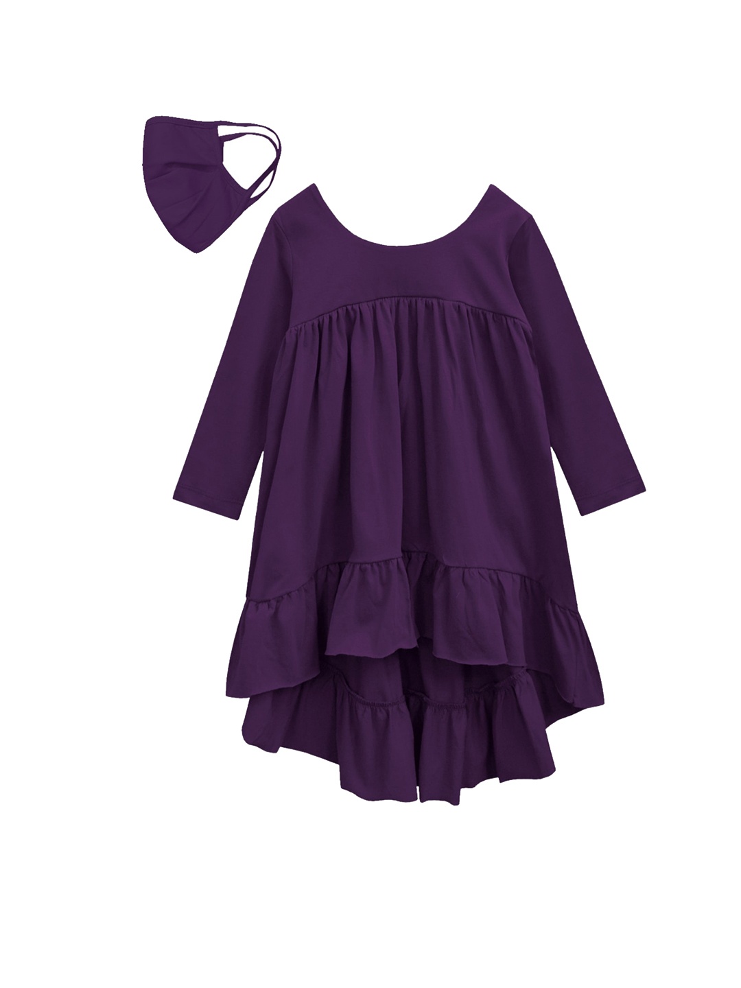 

A T U N Girls Purple A-Line High-Low Dress