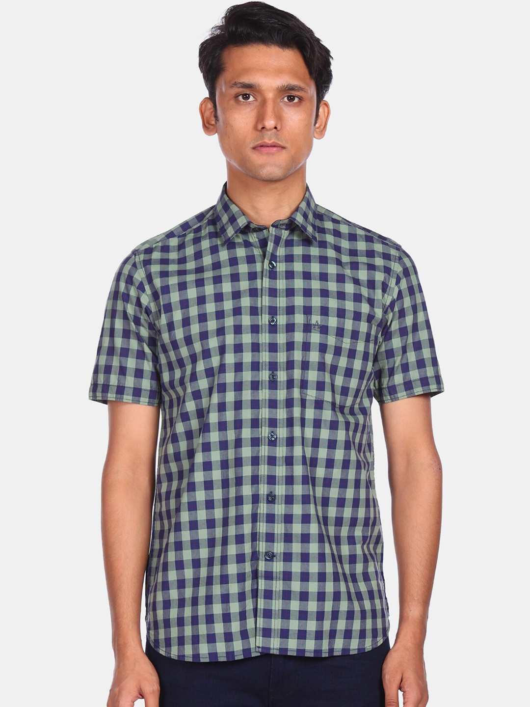 

Arrow Sport Men Green Cotton Opaque Checked Casual Shirt