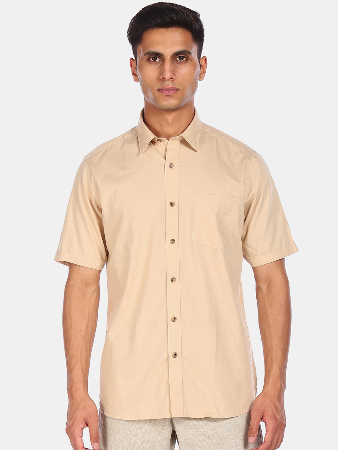 

Arrow Sport Men Beige Opaque Pure Cotton Casual Shirt