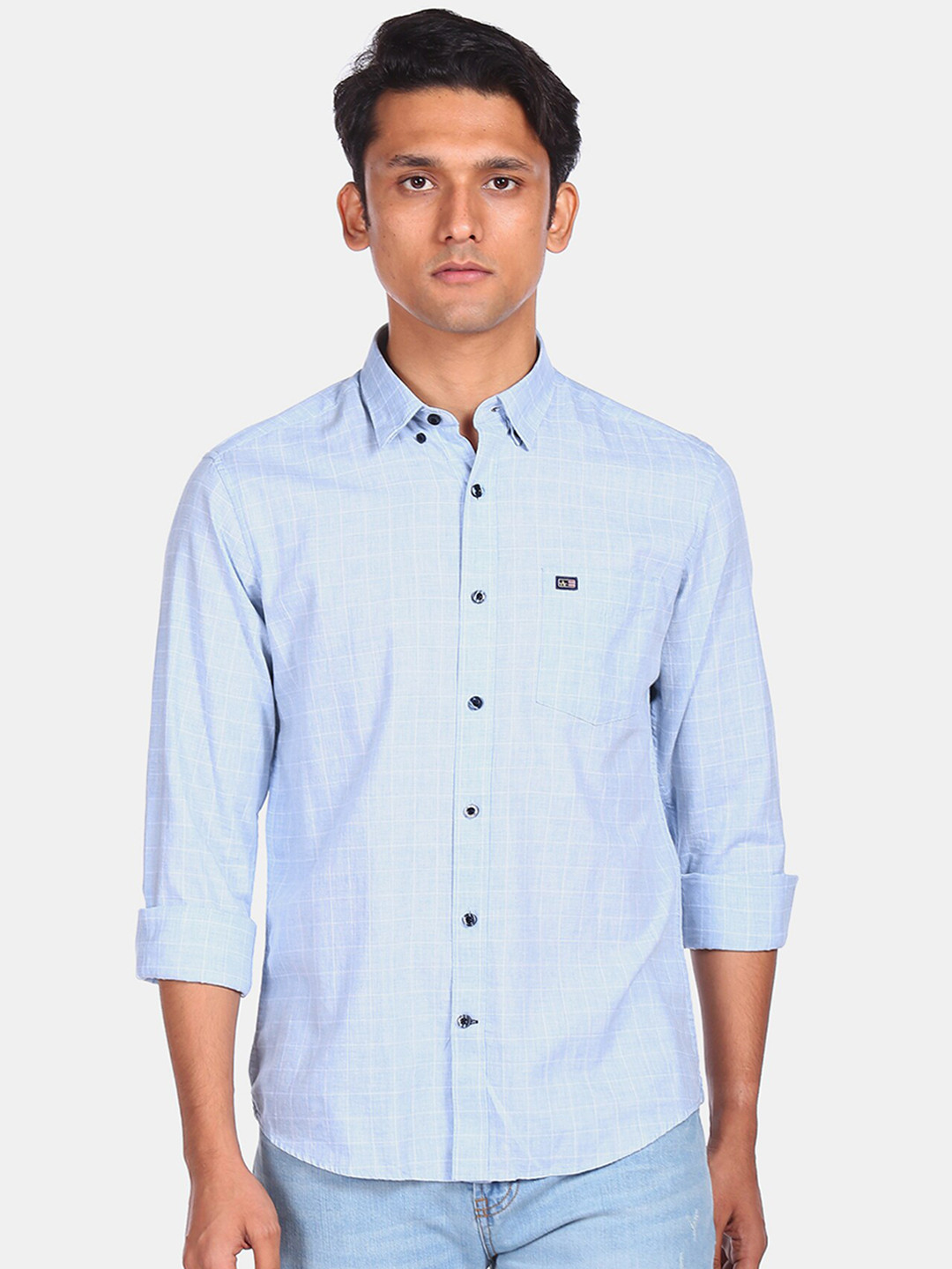 

Arrow Sport Men Blue Windowpane Checks Opaque Checked Casual Shirt