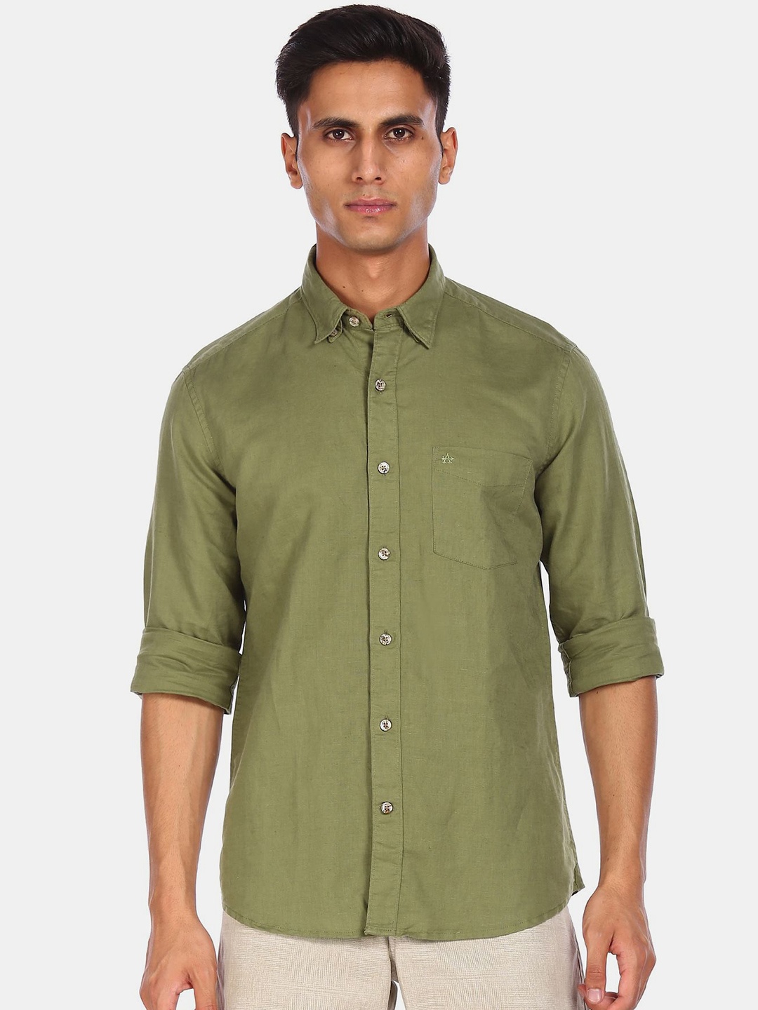 

Arrow Sport Men Green Opaque Casual Shirt