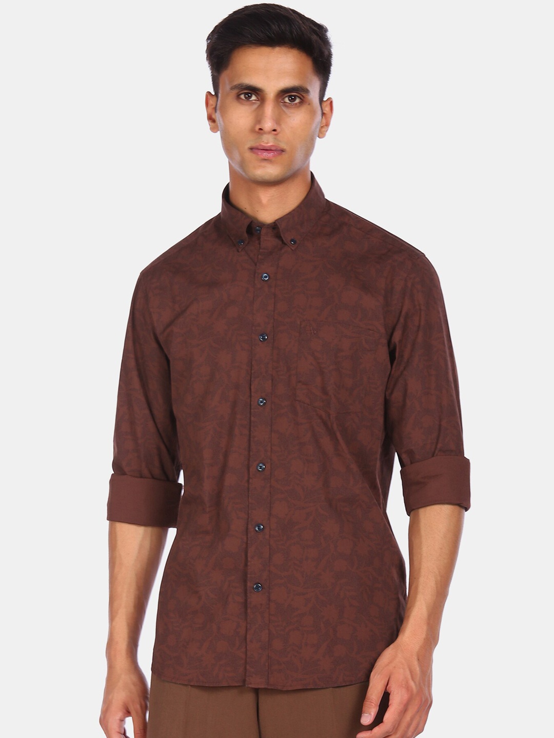 

Arrow Sport Men Brown Floral Opaque Printed Casual Shirt